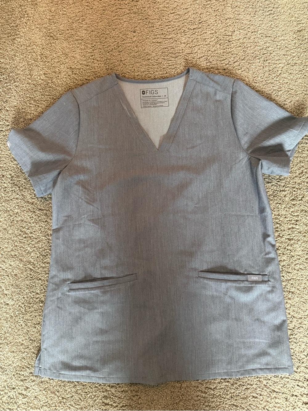 Figs Heather Gray V-Neck Scrub Top